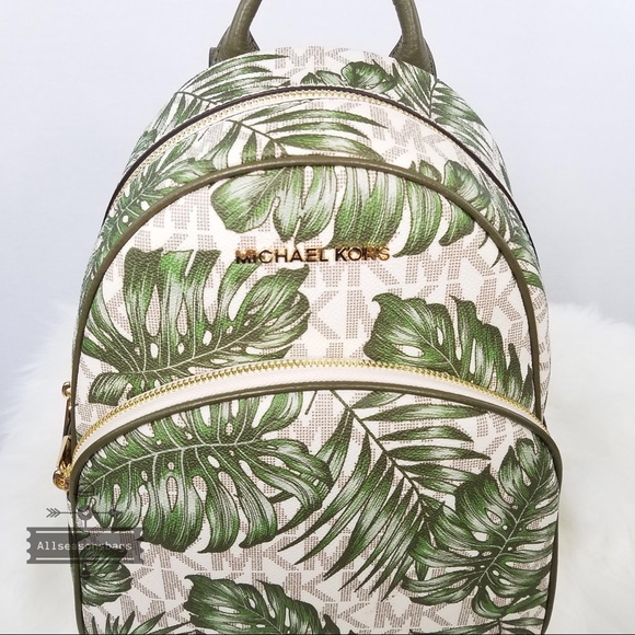Michael Kors Mk Palm Leaf Medium Backpack Green - Picture 6 of 8